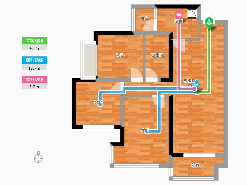 湖南省-株洲市-东部美的城-71.91-户型库-动静线