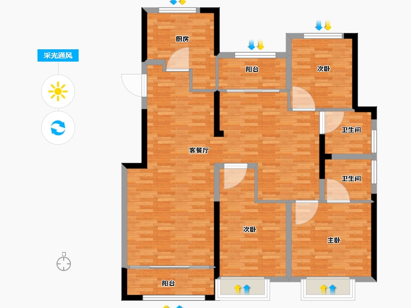 浙江省-金华市-云昱郡府-115.00-户型库-采光通风