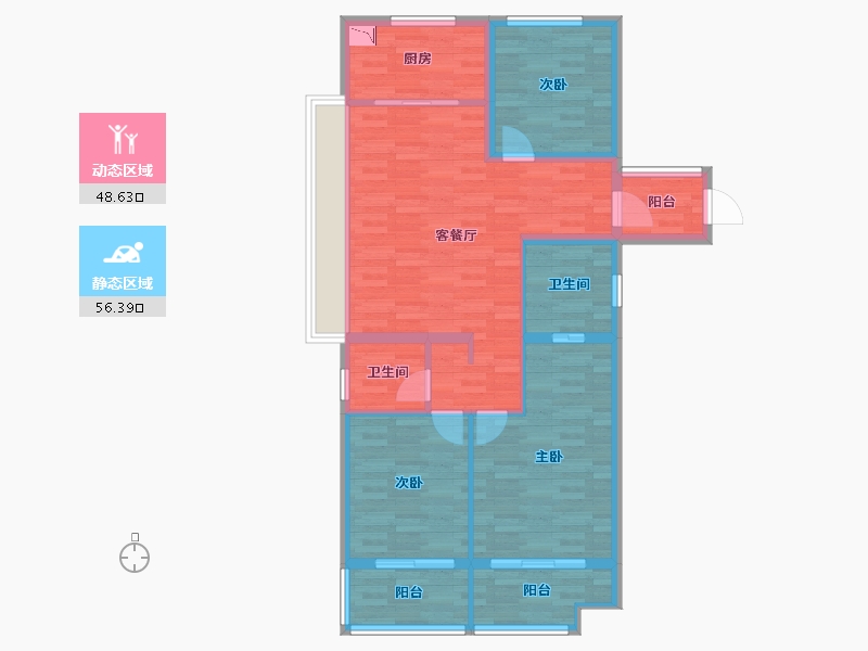 浙江省-宁波市-绿地听海苑-94.00-户型库-动静分区