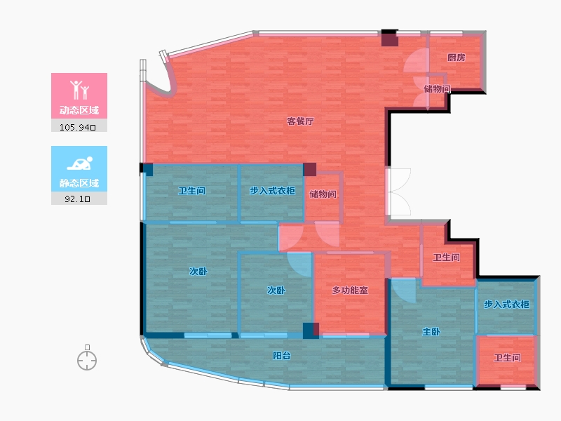 湖南省-长沙市-北辰三角洲-181.99-户型库-动静分区