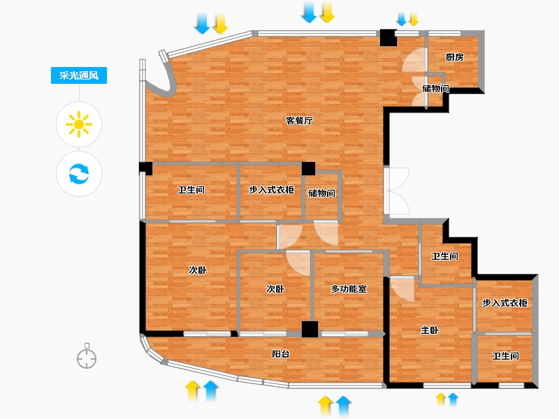 湖南省-长沙市-北辰三角洲-181.99-户型库-采光通风