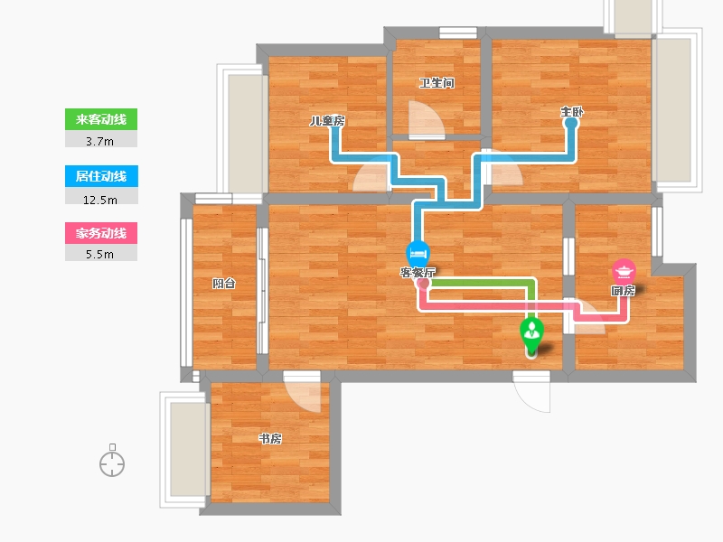 湖南省-长沙市-恒大华府-66.58-户型库-动静线