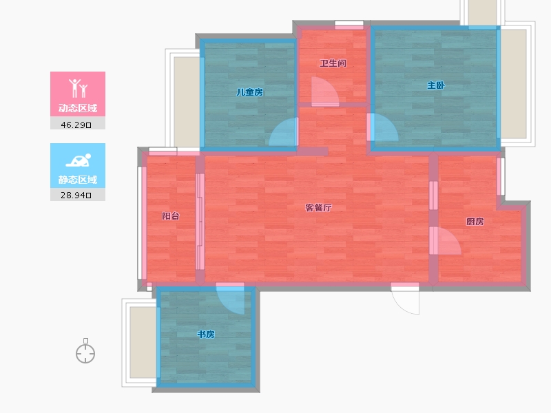 湖南省-长沙市-恒大华府-66.58-户型库-动静分区