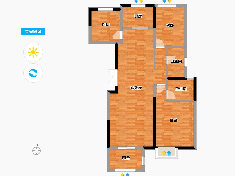 河南省-郑州市-正弘府-90.07-户型库-采光通风