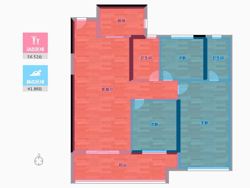 福建省-泉州市-正荣江滨府-87.99-户型库-动静分区