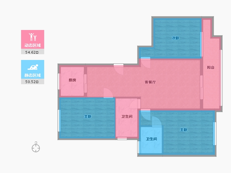 江苏省-淮安市-瑞鑫悦荣府-93.75-户型库-动静分区