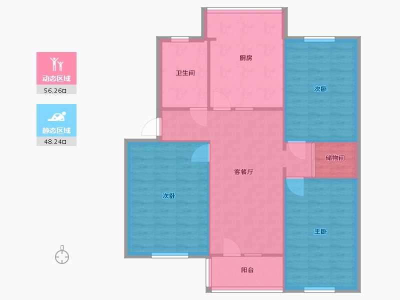 上海-上海市-大华一村-95.78-户型库-动静分区