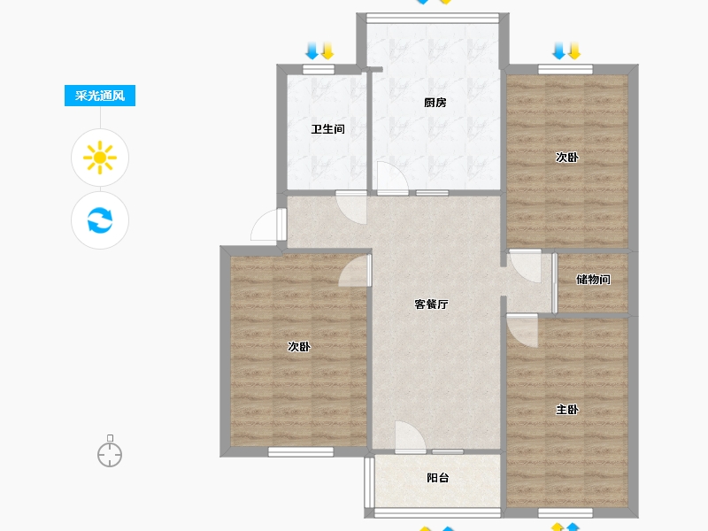 上海-上海市-大华一村-95.78-户型库-采光通风