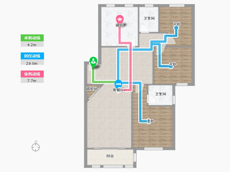 江苏省-南京市-金陵世纪花园-107.22-户型库-动静线