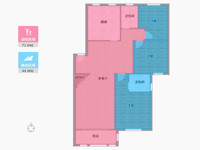 江苏省-南京市-金陵世纪花园-107.22-户型库-动静分区