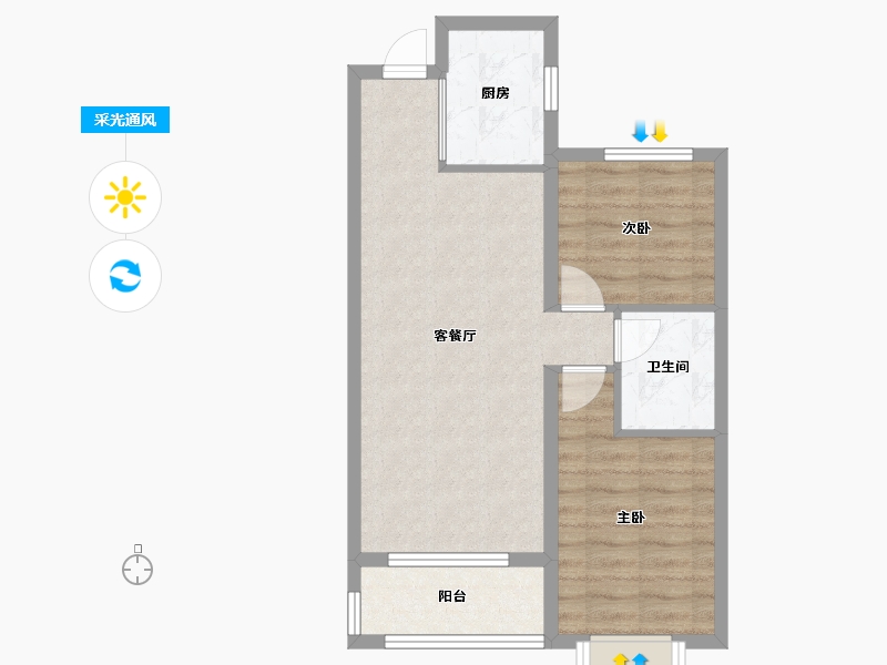 山西省-晋中市-当代上品府-59.75-户型库-采光通风