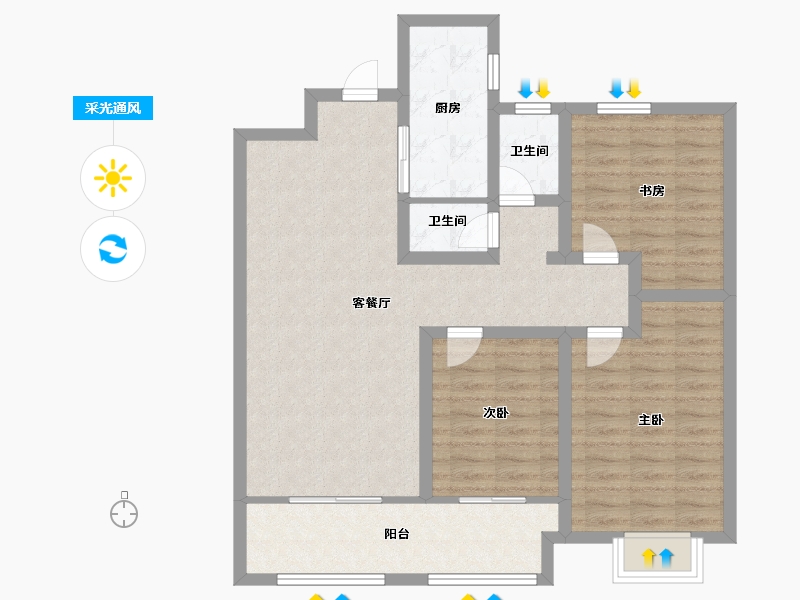 山东省-菏泽市-开元府邸-94.00-户型库-采光通风