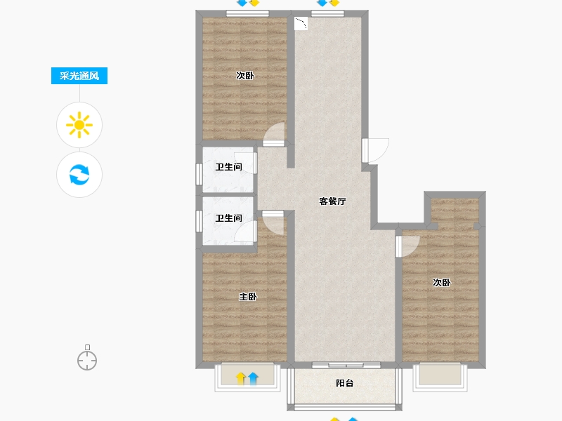 河北省-邢台市-沙河张庄村-96.74-户型库-采光通风