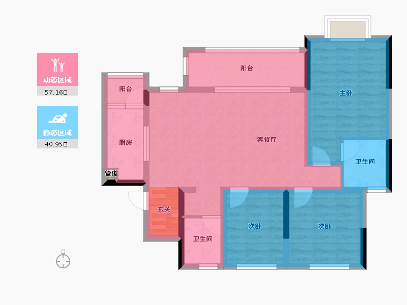 四川省-绵阳市-东原华宇-87.14-户型库-动静分区