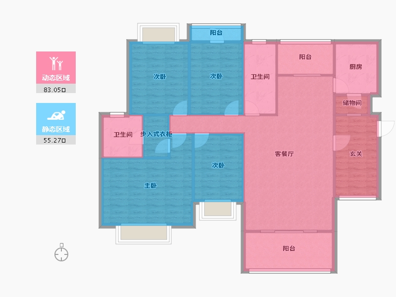 重庆-重庆市-湖岸家园-126.32-户型库-动静分区