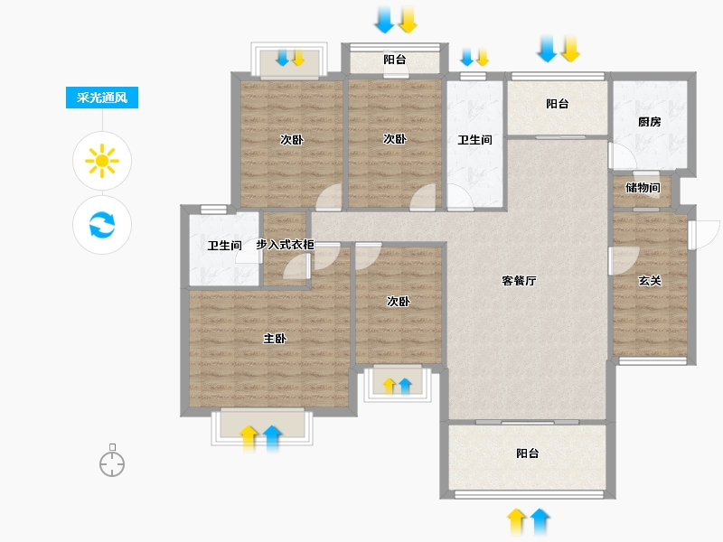 重庆-重庆市-湖岸家园-126.32-户型库-采光通风