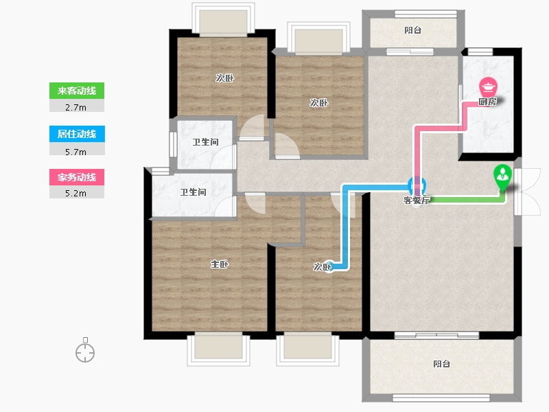 贵州省-贵阳市-花溪碧桂园-105.59-户型库-动静线