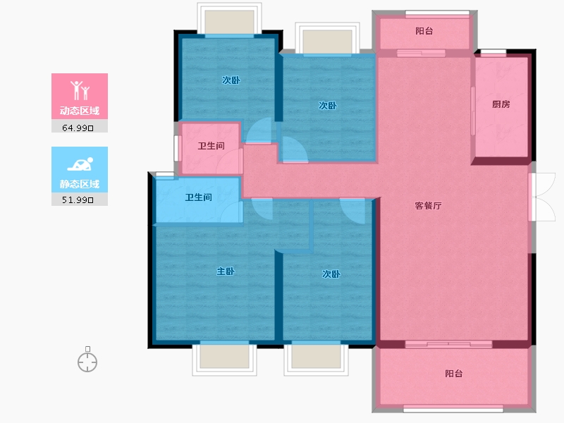 贵州省-贵阳市-花溪碧桂园-105.59-户型库-动静分区