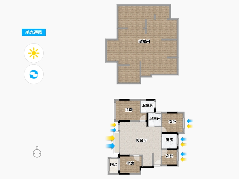 浙江省-宁波市-蔚蓝城市花园-212.70-户型库-采光通风