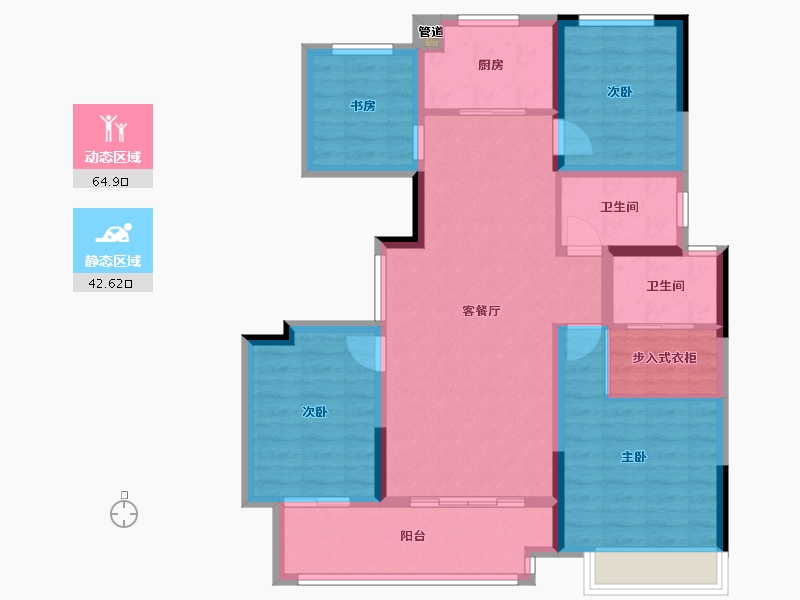 山东省-泰安市-吾悦华府-96.33-户型库-动静分区