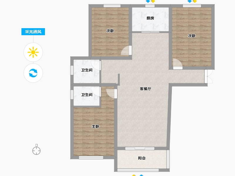 山东省-枣庄市-富翔兰亭郡-108.31-户型库-采光通风