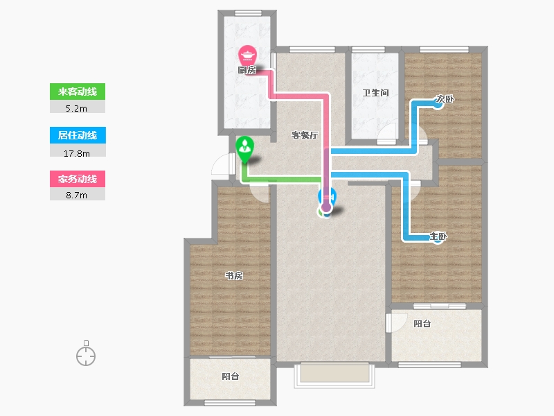 山东省-滨州市-恒基山庄-140.79-户型库-动静线