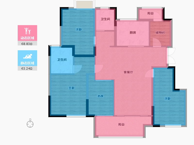 江苏省-淮安市-红豆美墅公园里-119.00-户型库-动静分区