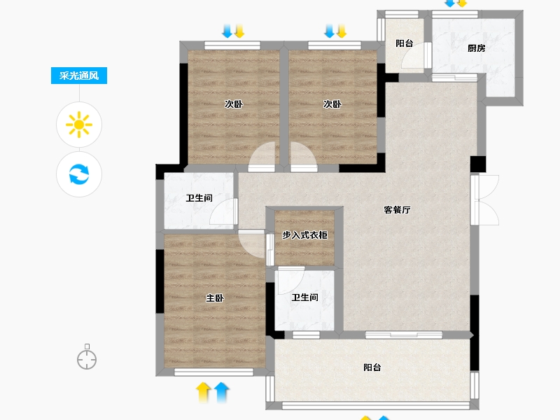 四川省-南充市-阳光天朗-89.58-户型库-采光通风