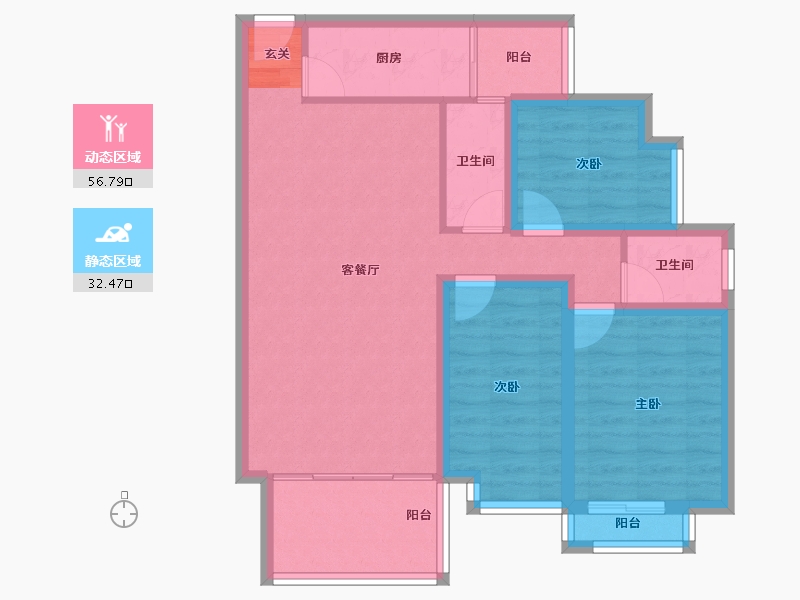 广东省-深圳市-阳光棕榈园-78.93-户型库-动静分区