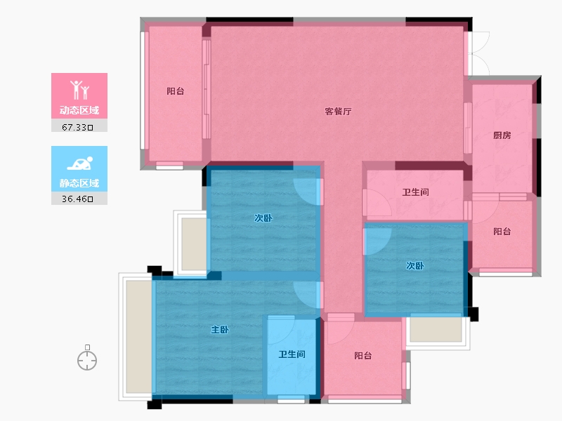 重庆-重庆市-天生天城-92.22-户型库-动静分区