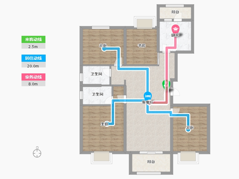 江苏省-扬州市-万科金色梦想 -102.00-户型库-动静线