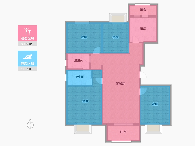 江苏省-扬州市-万科金色梦想 -102.00-户型库-动静分区