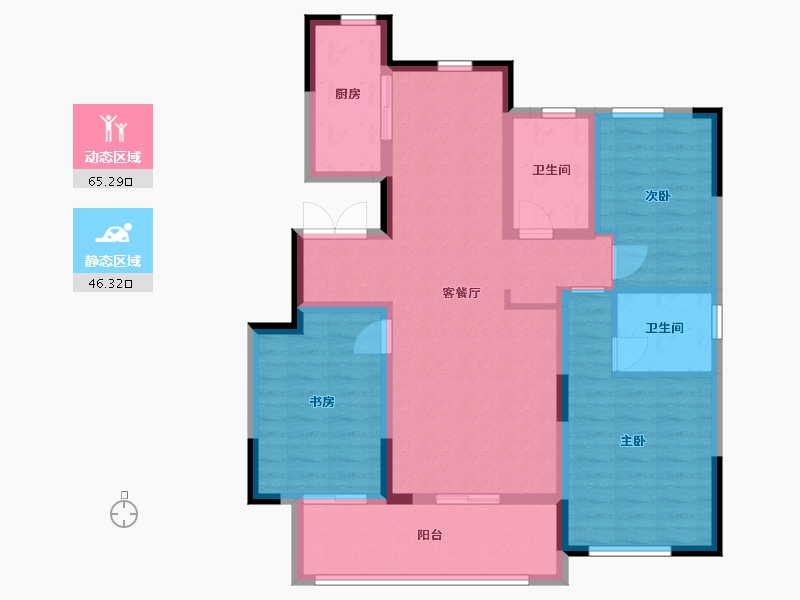 安徽省-合肥市-蓝城凤起巢鸣-99.65-户型库-动静分区