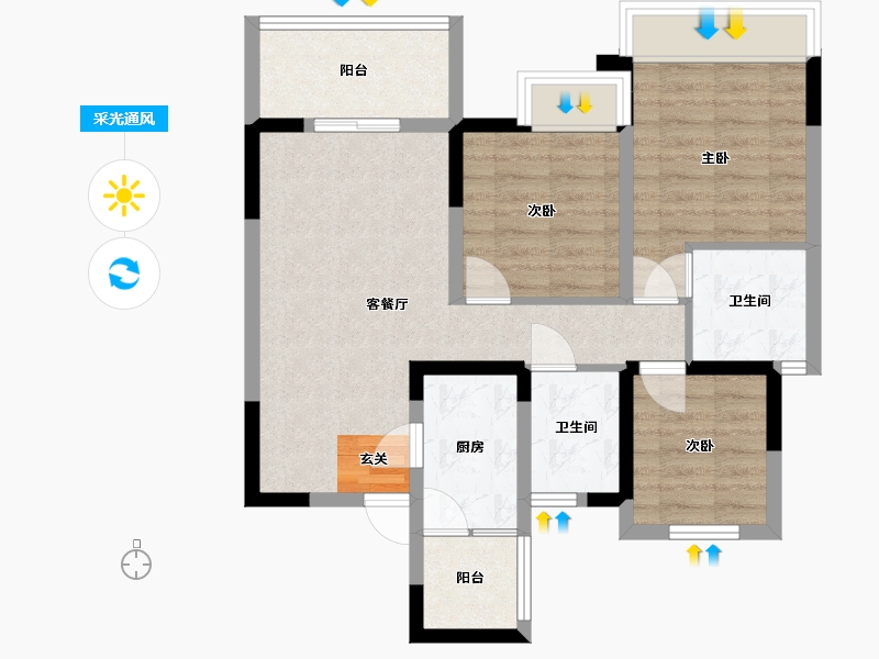 四川省-成都市-百郦锦城-70.15-户型库-采光通风