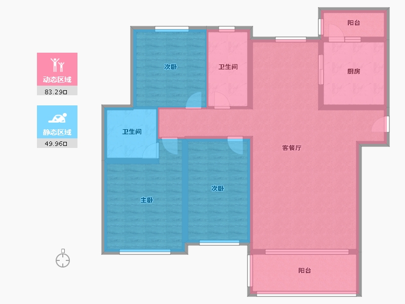 内蒙古自治区-鄂尔多斯市-炜业尚城郦璟-120.00-户型库-动静分区