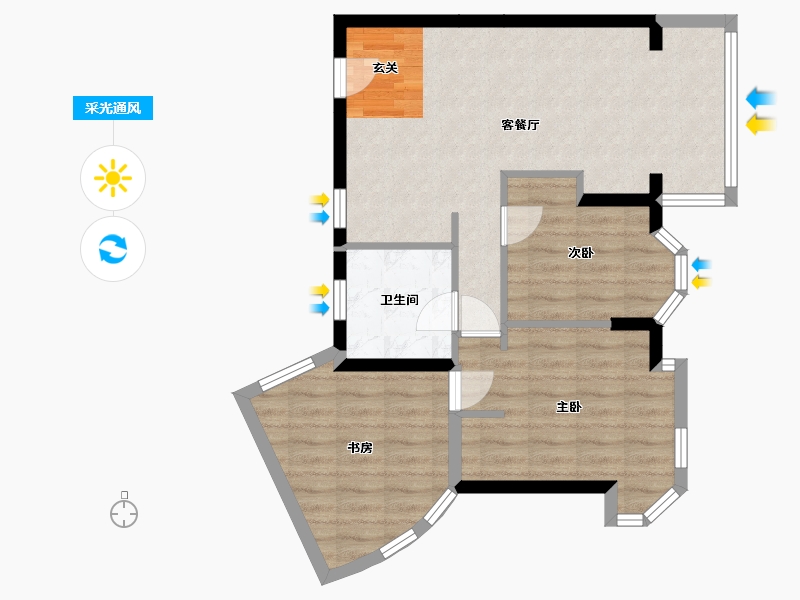 广东省-深圳市-鸿瑞花园-67.53-户型库-采光通风