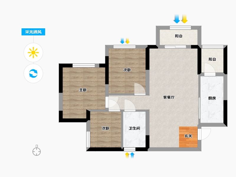 四川省-成都市-招商愉樾-65.27-户型库-采光通风