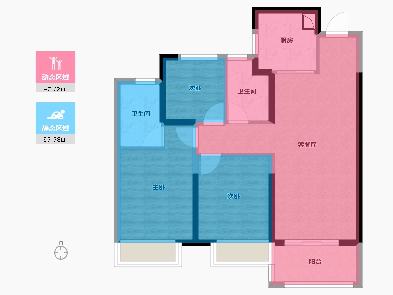 河南省-郑州市-富田九鼎华府-72.99-户型库-动静分区