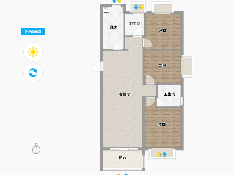 湖北省-武汉市-东湖金茂府-84.52-户型库-采光通风