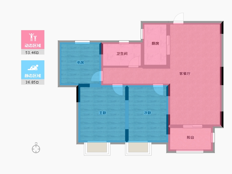 安徽省-蚌埠市-新威龙门悦府-80.00-户型库-动静分区