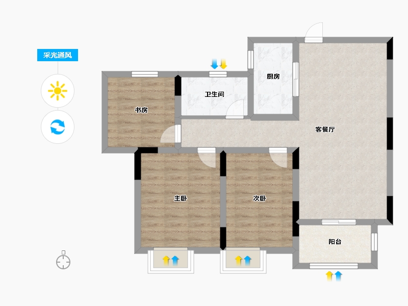 安徽省-蚌埠市-新威龙门悦府-80.00-户型库-采光通风