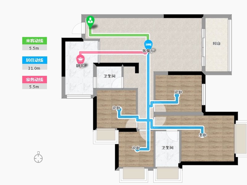 湖南省-长沙市-振业城 刘总-89.19-户型库-动静线