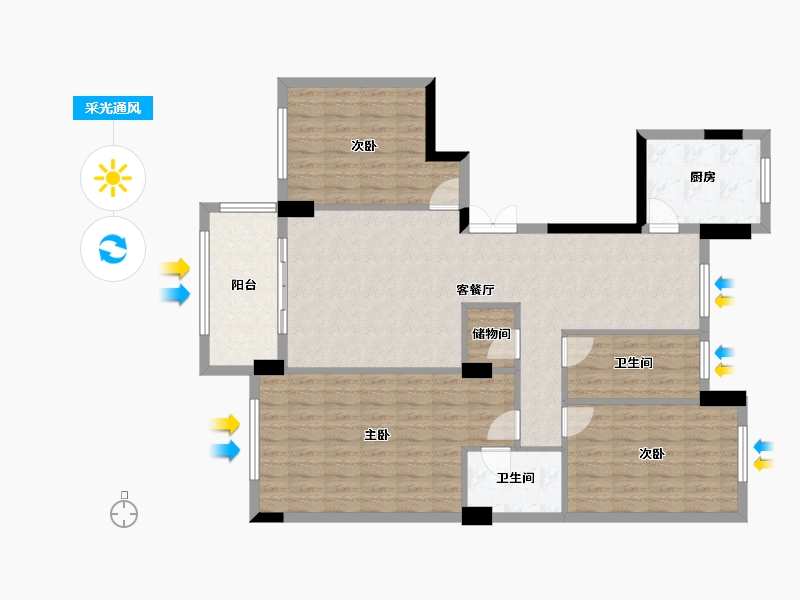 浙江省-温州市-华阳花苑-115.28-户型库-采光通风