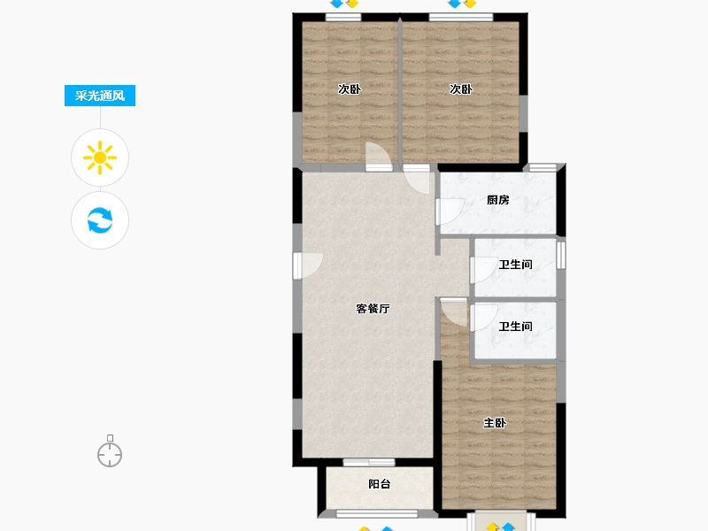 山西省-阳泉市-洪城新居-95.94-户型库-采光通风