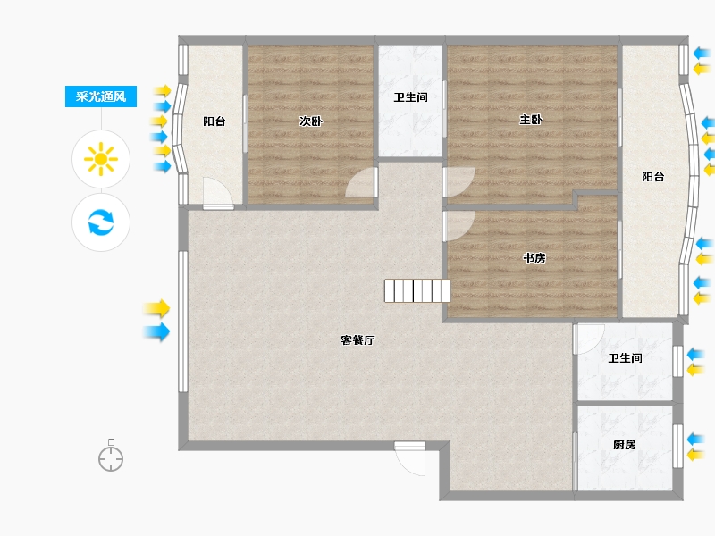 湖北省-武汉市-狮龙花园-135.19-户型库-采光通风