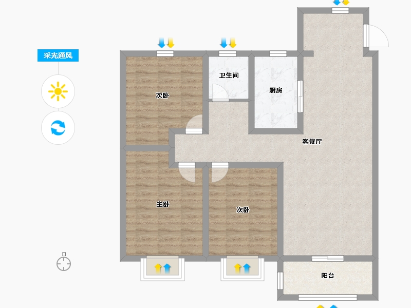 山东省-潍坊市-兴业舜德帝景-93.00-户型库-采光通风