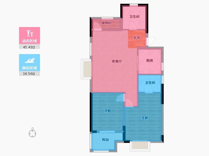 浙江省-宁波市-宝龙TOD奉甬新城-73.60-户型库-动静分区