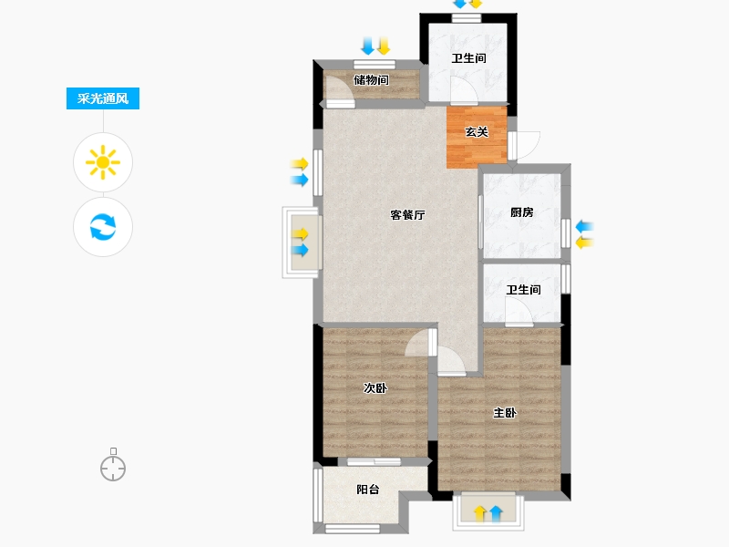 浙江省-宁波市-宝龙TOD奉甬新城-73.60-户型库-采光通风