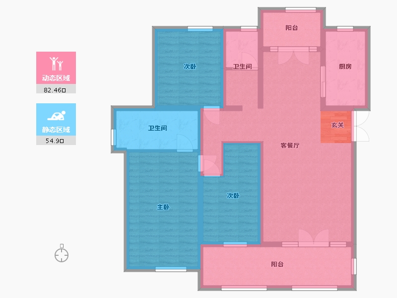 黑龙江省-哈尔滨市-玫瑰湾・智园-122.87-户型库-动静分区