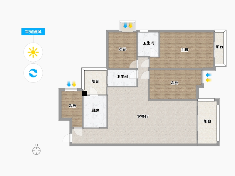 广东省-广州市-汇美体育花园-122.70-户型库-采光通风